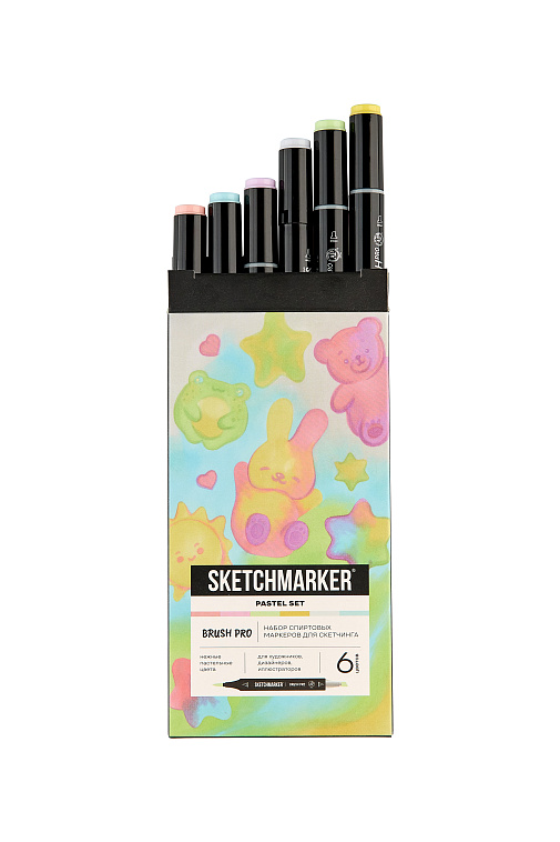 Набор маркеров Sketchmarker "Brush Pro Pastel Set" 6 цветов в картонной упаковке 606x758
