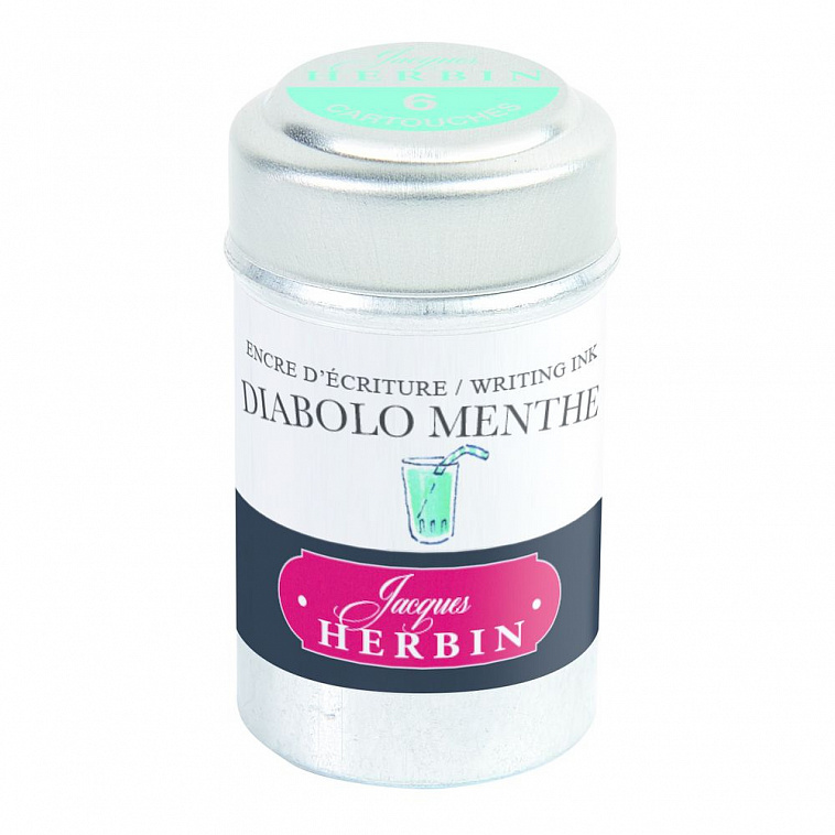 Набор картриджей для перьевой ручки Herbin, Diabolo menthe Бирюзовый, 6 шт 606x758