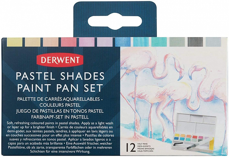 Набор акварели Derwent "Pastel Shades" 12 цв. кюветы в пластиковой упаковке