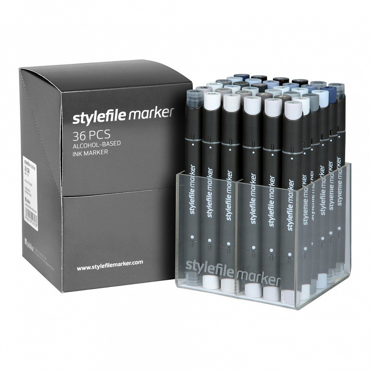 Набор маркеров Stylefile 36 шт оттенки серого