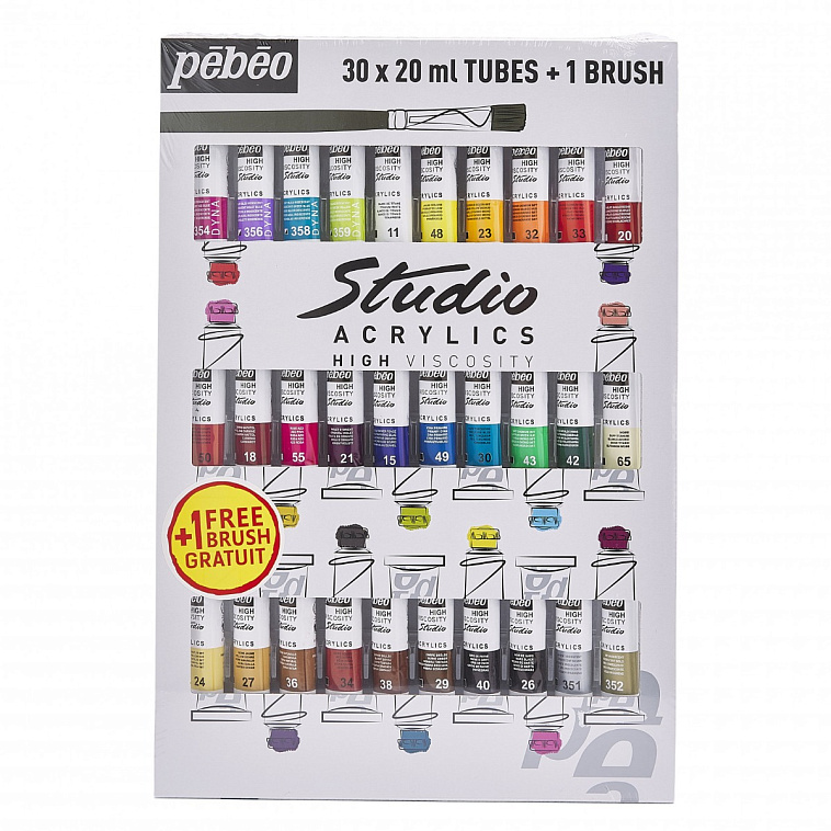 Набор акрила Pebeo "Studio Acrylics" 30 цв*20 мл  606x758