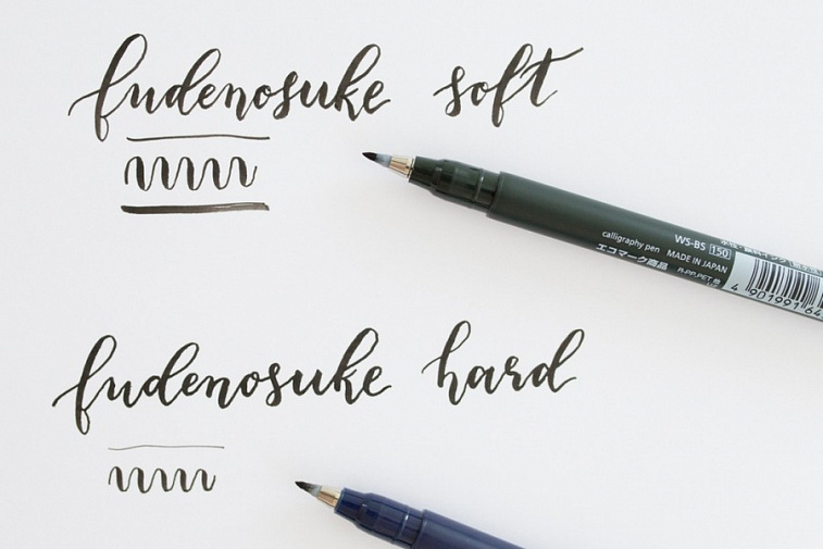 Ручка для каллиграфии Tombow Fudenosuke с твердым наконечником, цвет черный