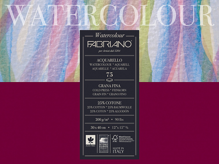 Альбом-склейка для акварели Fabriano "Watercolour Studio" Фин 30х40 см 75 л 200 г 