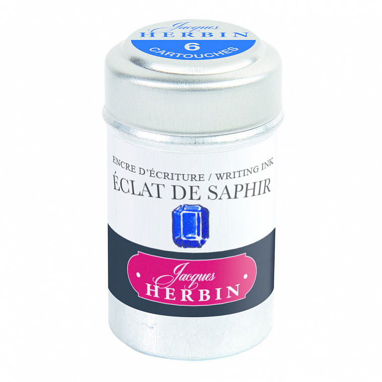 Набор картриджей для перьевой ручки Herbin, Eclat de saphir, Синий сапфир, 6 шт 606x758