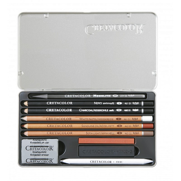 Набор для рисования Cretacolor "ARTINO GRAPHITE" 10 предметов в метал коробке 606x758