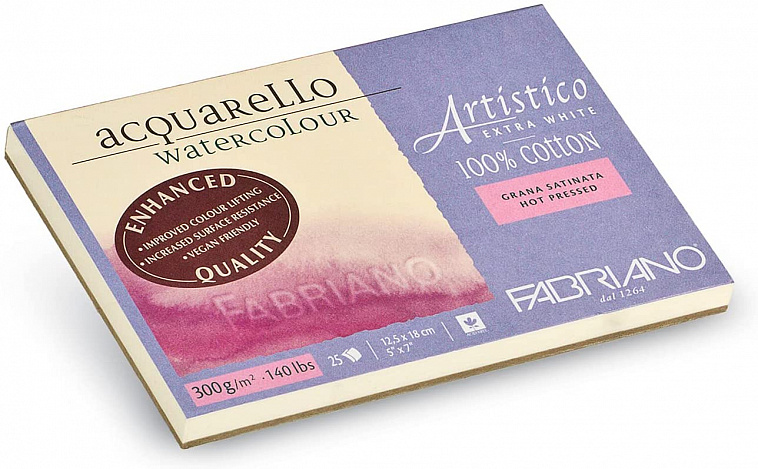 Альбом-склейка для акварели Fabriano "Artistico Extra White" Сатин 12,5x18 см 25 л 300 г