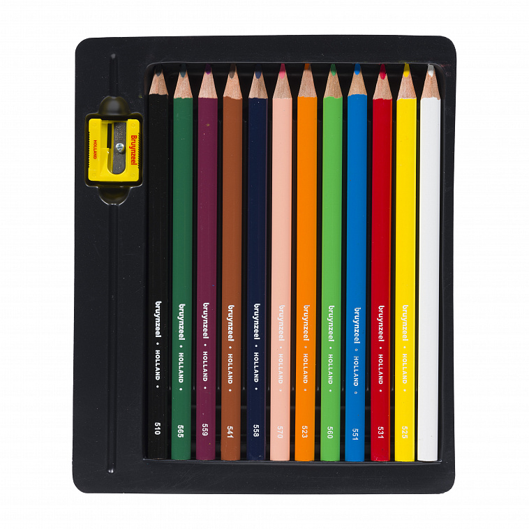 Набор карандашей цветных Bruynzeel 12 цв. трехгранных + точилка для детей от 4 лет