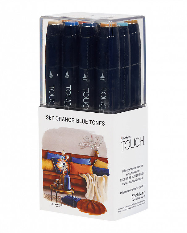 Набор маркеров Touch Twin 12 цв, Оранжево-синие тона