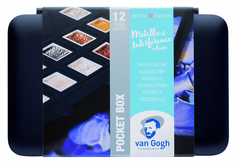 Набор акварели Talens "Van Gogh" Specialty (интерферентные и металлики) 12 кювет + кисть