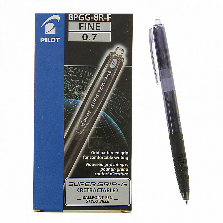 Ручка шариковая Pilot "Super grip" 0,7 мм, черная