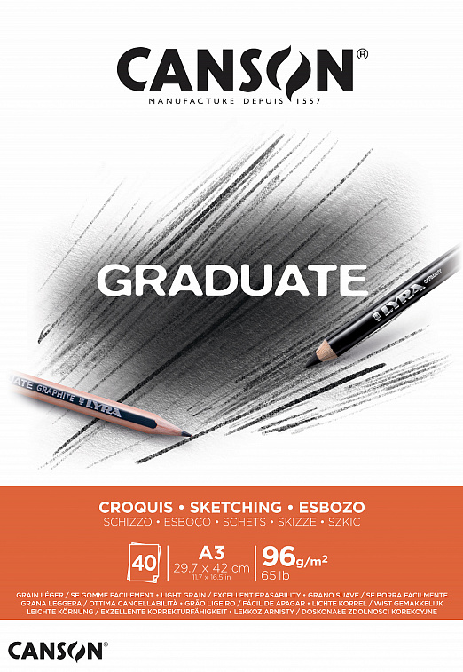 Альбом-склейка для набросков Canson "Graduate" 29,7x42 см 40 л 96 г 606x758