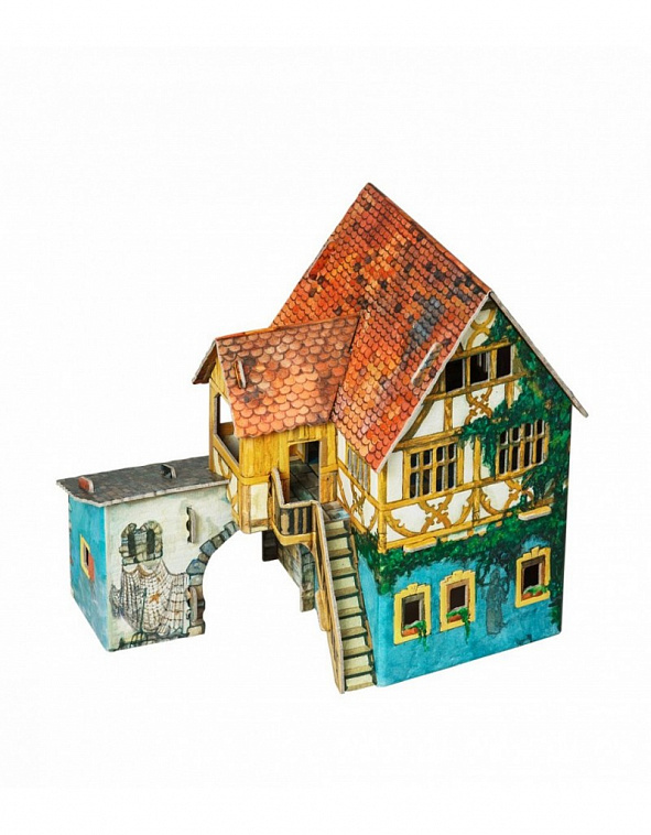 Игровой набор из картона Средневековый город "Дом с кораблем"