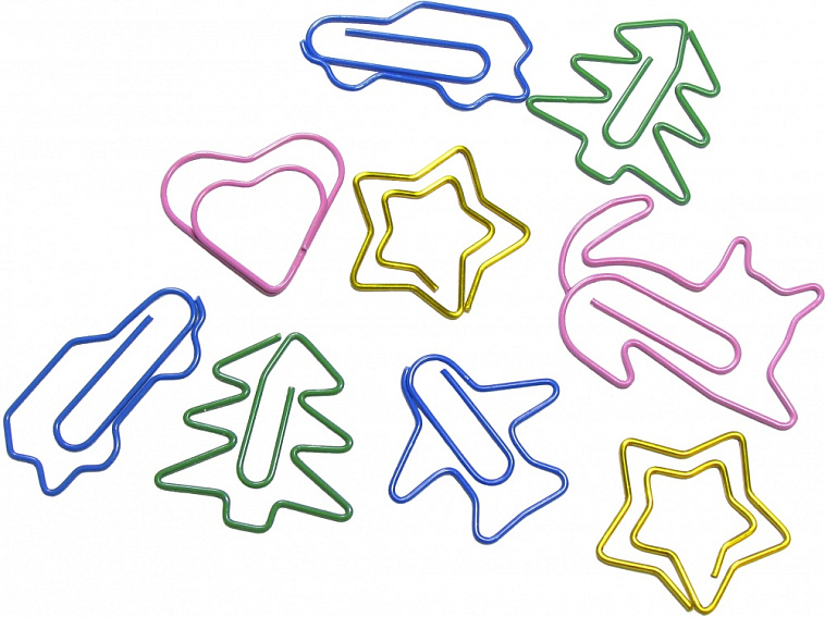 Скрепки фигурные Globus - ассорти 28-45 мм 42 шт. пластик. коробка, ассорти 606x758