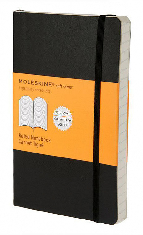 Записная книжка в линейку Moleskine "Classic Soft" Pocket, 90x140 мм 192 стр мягкая обложка, черный