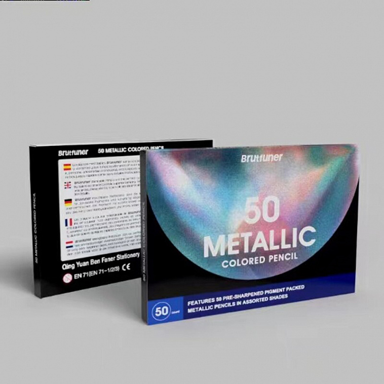 Набор карандашей масляные деревянные Brutfuner "Metallic" 50 цв, заточенные, в картонной коробке