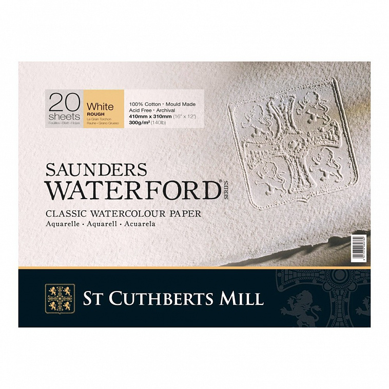 Альбом-склейка для акварели Saunders Waterford Rough крупное зерно 41х31 см 20 л 300 г белый