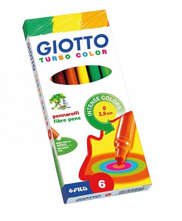 Набор фломастеров Fila "Giotto Turbo Color" 6 цв в картоне 