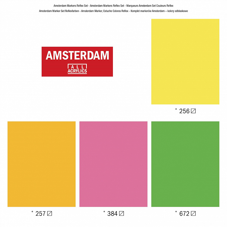 Набор акриловых маркеров Talens "Amsterdam" M 4 мм 4 шт, светоотражающие