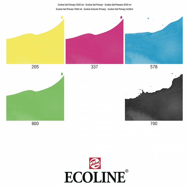 Набор акварели Talens "Ecoline" 5 шт*30 мл основные цвета, в картонной коробке