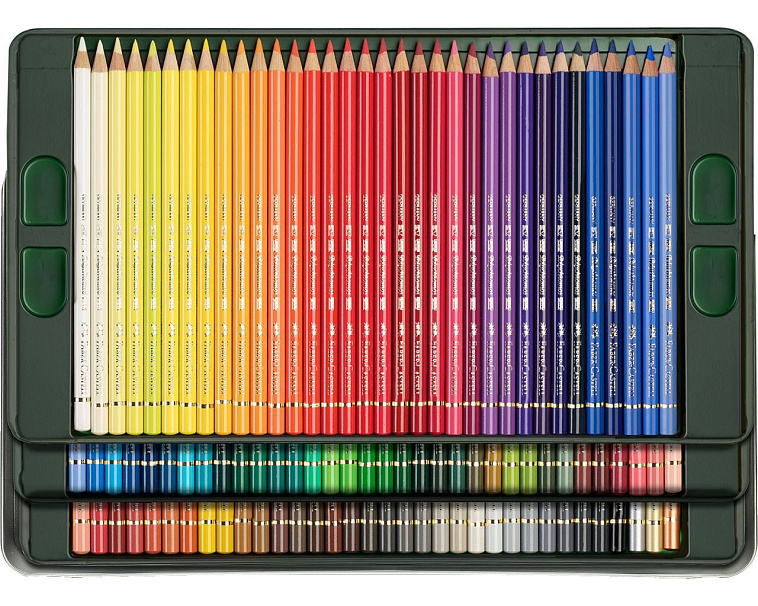 Набор карандашей цветные Faber-Castell "Polychromos" 102 цв., заточен., метал. коробка 606x758
