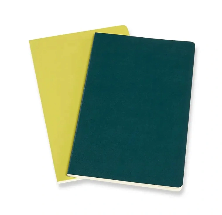 Записная книжка в линейку Moleskine "Voland" 2 шт Large 13х21 см 96 стр., обложка мягкая зелен/желт 606x758