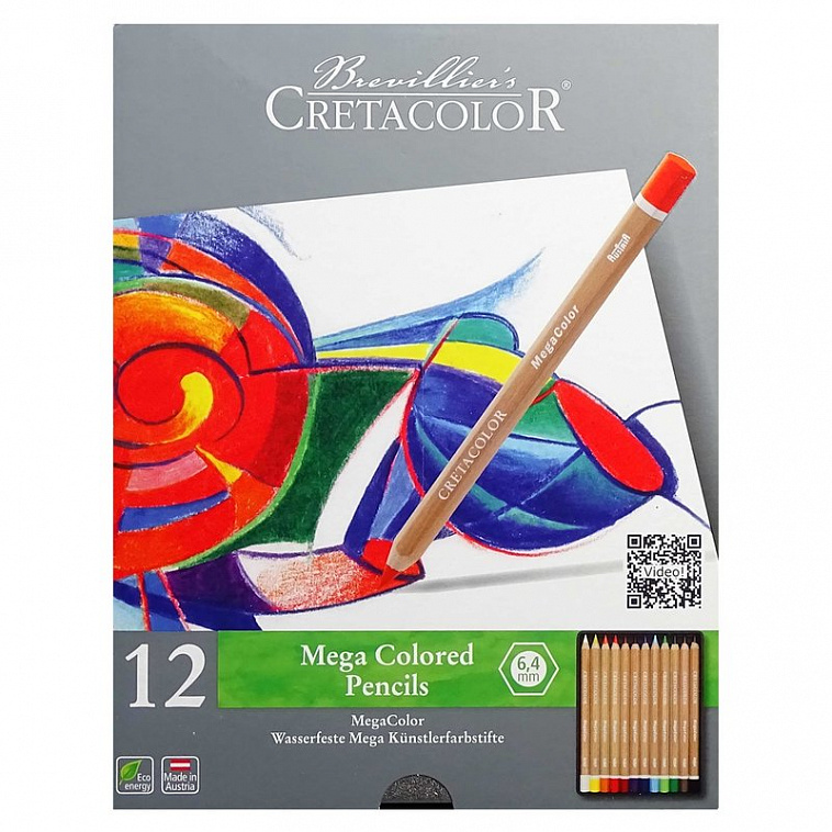 Набор карандашей цветных Cretacolor "Megacolor" 12 цветов в металлической коробке