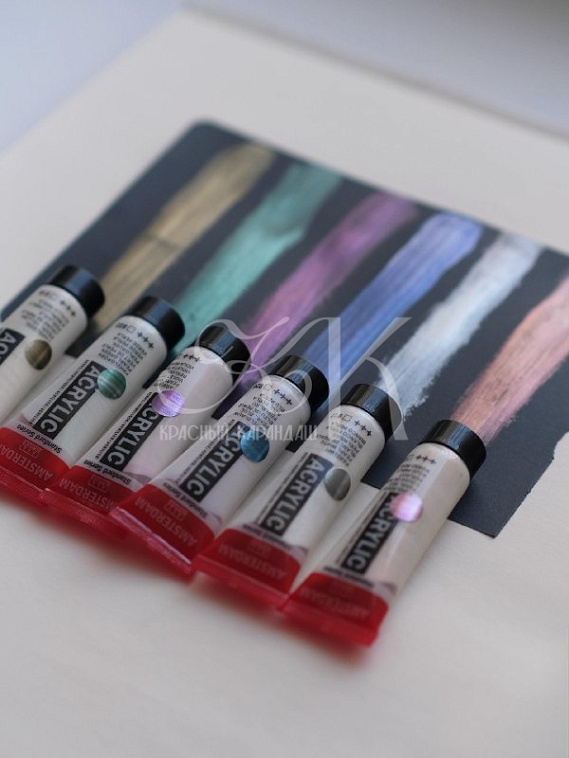 Набор акрила Talens "Amsterdam" Standart 6 цв* 20 мл, перламутровые цвета  606x758