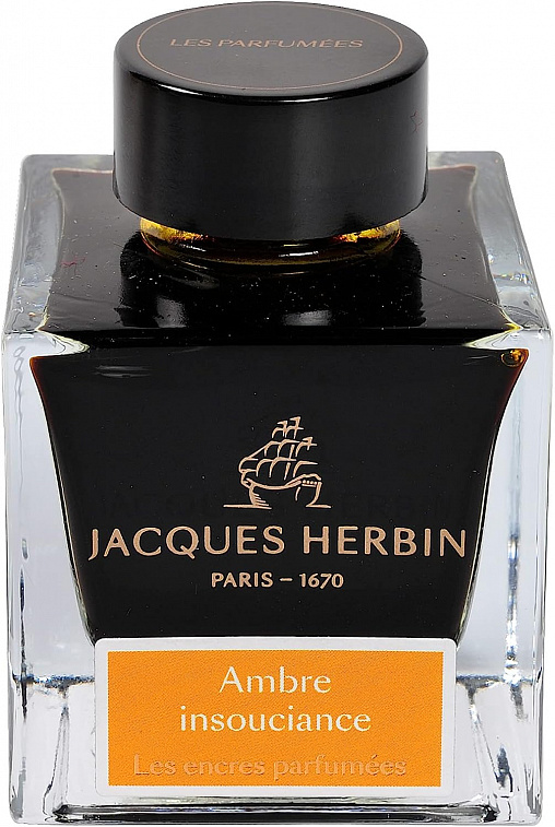 Чернила ароматизированные в банке Herbin Prestige, 50 мл, Ambre insouciance Янтарный 606x758