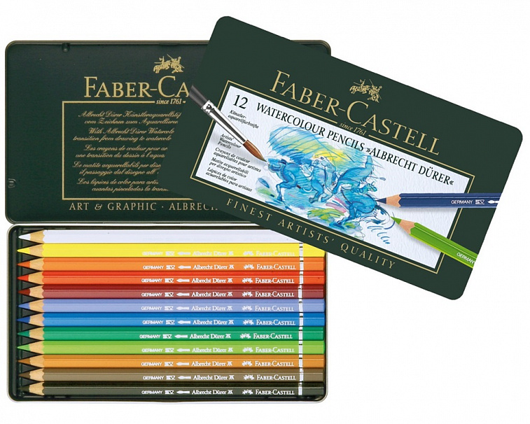 Набор цветных карандашей акварельных Faber-castell "Albrecht Durer" 12 цв проф-ные в металле