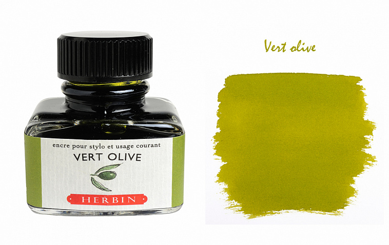 Чернила в банке Herbin, 30 мл, Vert olive, Оливковый 606x758