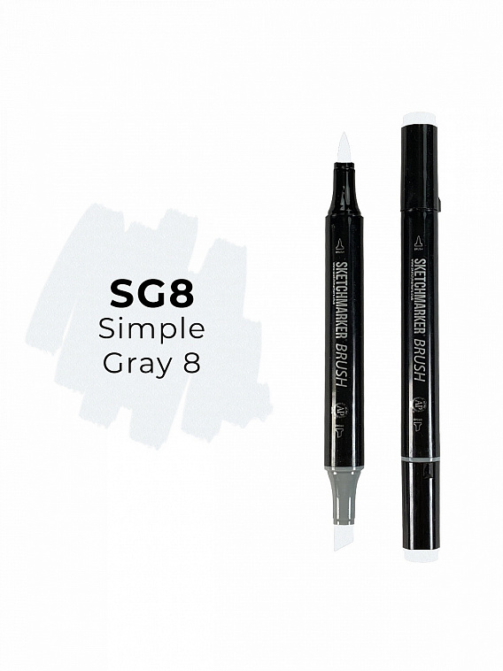 Маркер двухсторонний на спиртовой основе Sketchmarker Brush Цвет Простой серый 8 606x758