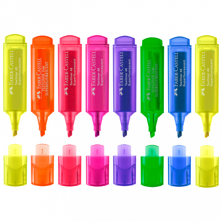 Набор текстовыделителей Faber-Castell "46 Superfluorescent" 1-5 мм, 8 флуоресцентных цв, пластик. уп