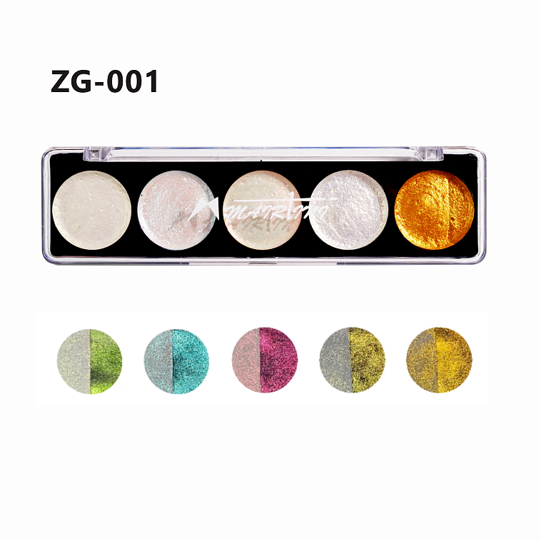Набор акварели Mairtini "Metallic Pearlescent" 5 перламутровых цветов (Mother-of-pearl Color), палет 606x758