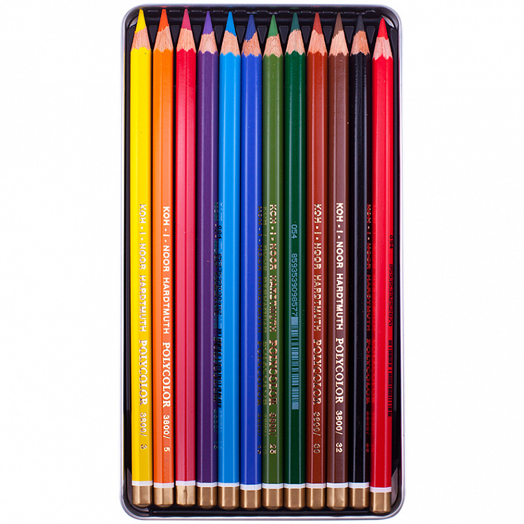Набор карандашей цветных Koh-I-Noor "Polycolor" 12 шт в металле   606x758