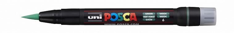Маркер UNI "POSCA" PCF-350, кисть, цвет зеленый 606x758