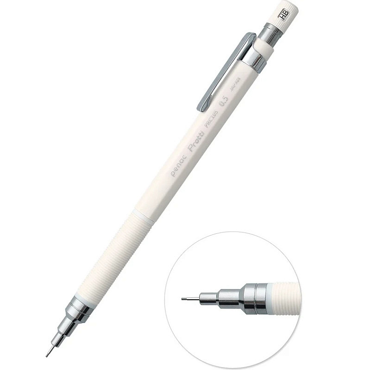 Карандаш механический Penac "PROTTI PRC 105" 0,5 мм, НВ, белый 606x758