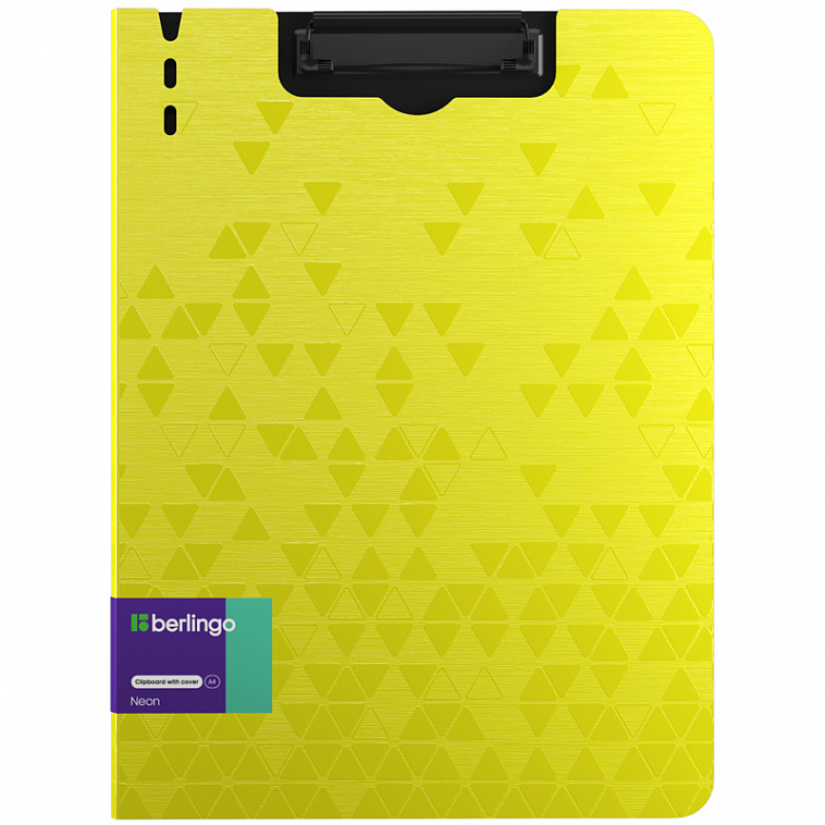 Папка-планшет с зажимом Berlingo "Neon" A4, пластик (полифом), 1800 мкм, желтый неон