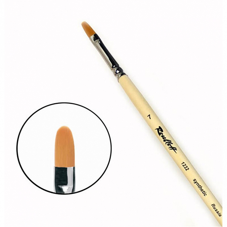 Кисть синтетика №7 овальная Roubloff "1232" длинная ручка п/лак 606x758