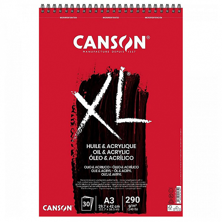 Альбом для акрила и масла Canson "XL" А3 10 л 290 г, на спирали