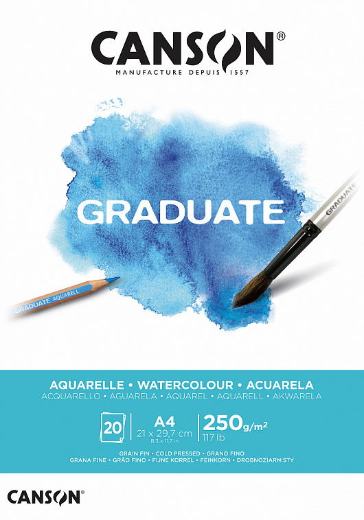 Альбом-склейка для акварели Canson "Graduate" A4 20 л 250 г 606x758