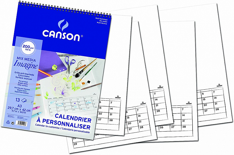 Альбом-календарь для смешанной техники Canson "Imagine" 29,7x42 см 13 л 200 г