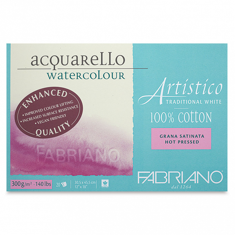 Альбом-склейка для акварели Fabriano "Artistico Traditional White" Сатин 30x45 см 20л 300 г 606x758