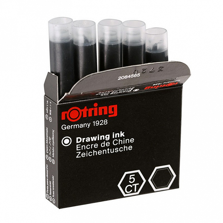 Набор картриджей для изографа Rotring 5 шт, черный