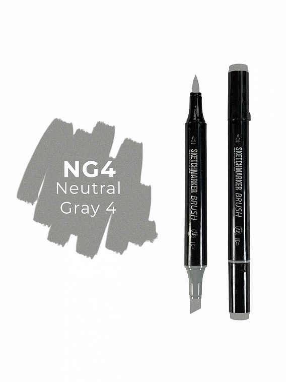 Маркер двухсторонний на спиртовой основе Sketchmarker Brush Цвет Нейтральный серый 4 606x758
