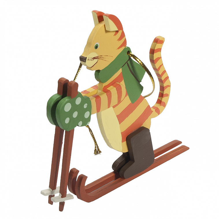 Игрушка деревянная "IDH Center" Кошка на лыжах 370-1