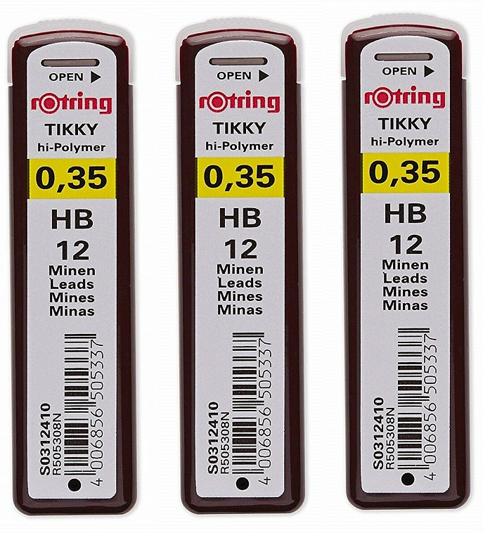 Набор грифелей для механического карандаша Rotring "TIKKY" 12 шт 0,3 мм