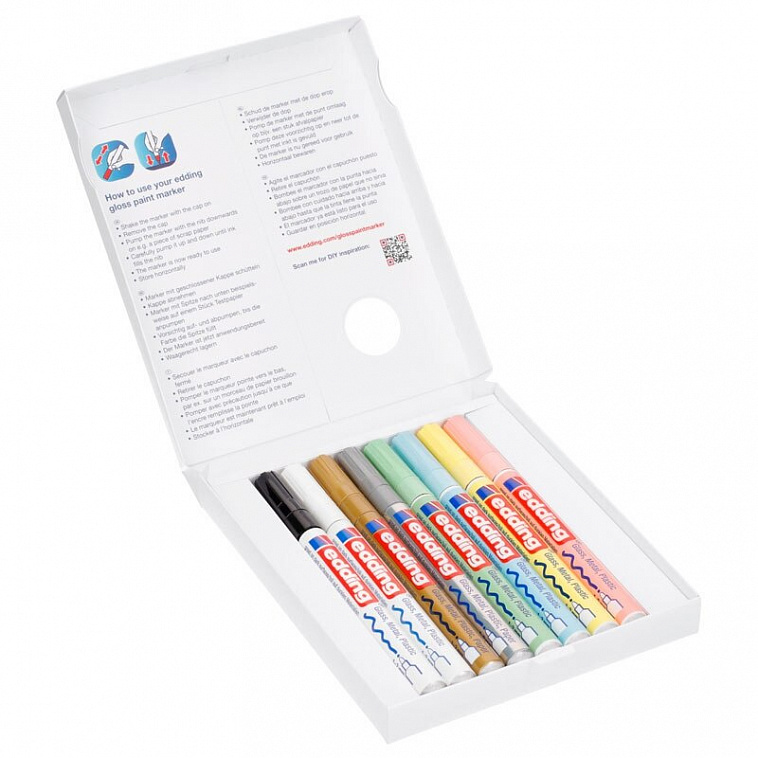Набор маркеров декоративных, лаковых Edding 8 шт, 1-2 мм Пастельные цвета