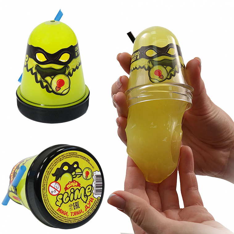 Игрушка Slime «Ninja», светится в темноте, жёлтый, 130 гр