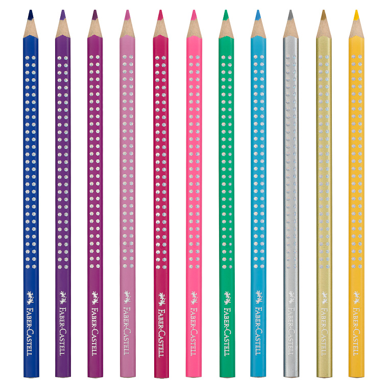 Набор карандашей цветные Faber-Castel "Sparkle", 12 цв., трехгран., метал. короб 606x758