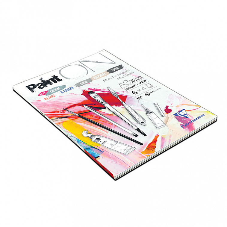 Альбом-склейка для смешанных техник Clairefontaine "Paint'ON" А3 24 л 250 г, 6 цветов 606x758